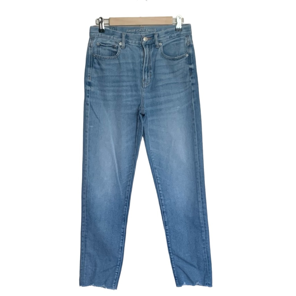 American Eagle Mom Jean High Rise Raw Hem Size 6Tall